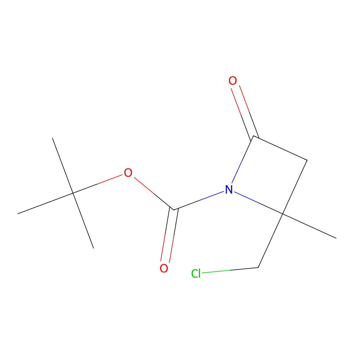 Tert-butyl 2-(chloromethyl)-2-methyl-4-oxoazetidine-1-carboxylate molecular structure, CAS 1335042-11-9