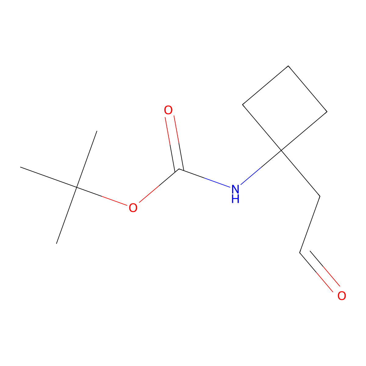 Tert-butyl N-[1-(2-oxoethyl)cyclobutyl]carbamate molecular structure, CAS 1335042-17-5