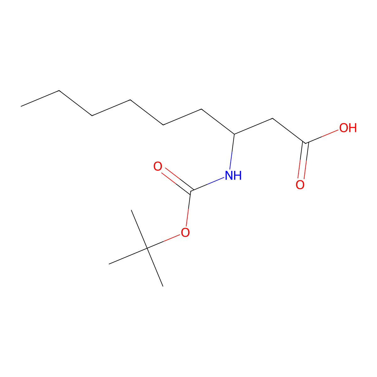 N-Boc-(+/-)-3-aminononanoic acid molecular structure, CAS 1335042-20-0