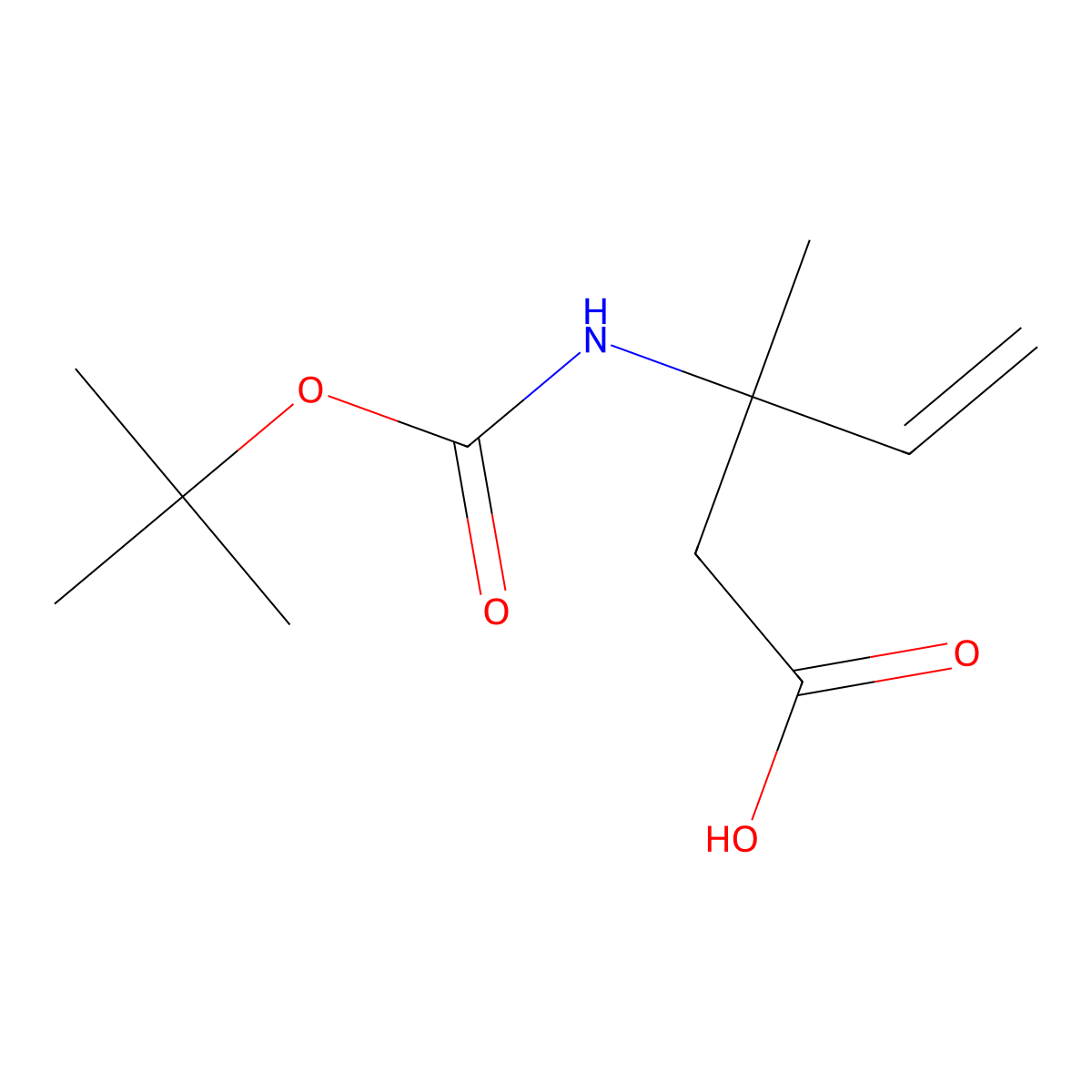 N-Boc-(+/-)-3-amino-3-methylpent-4-enoic acid molecular structure, CAS 1335042-22-2