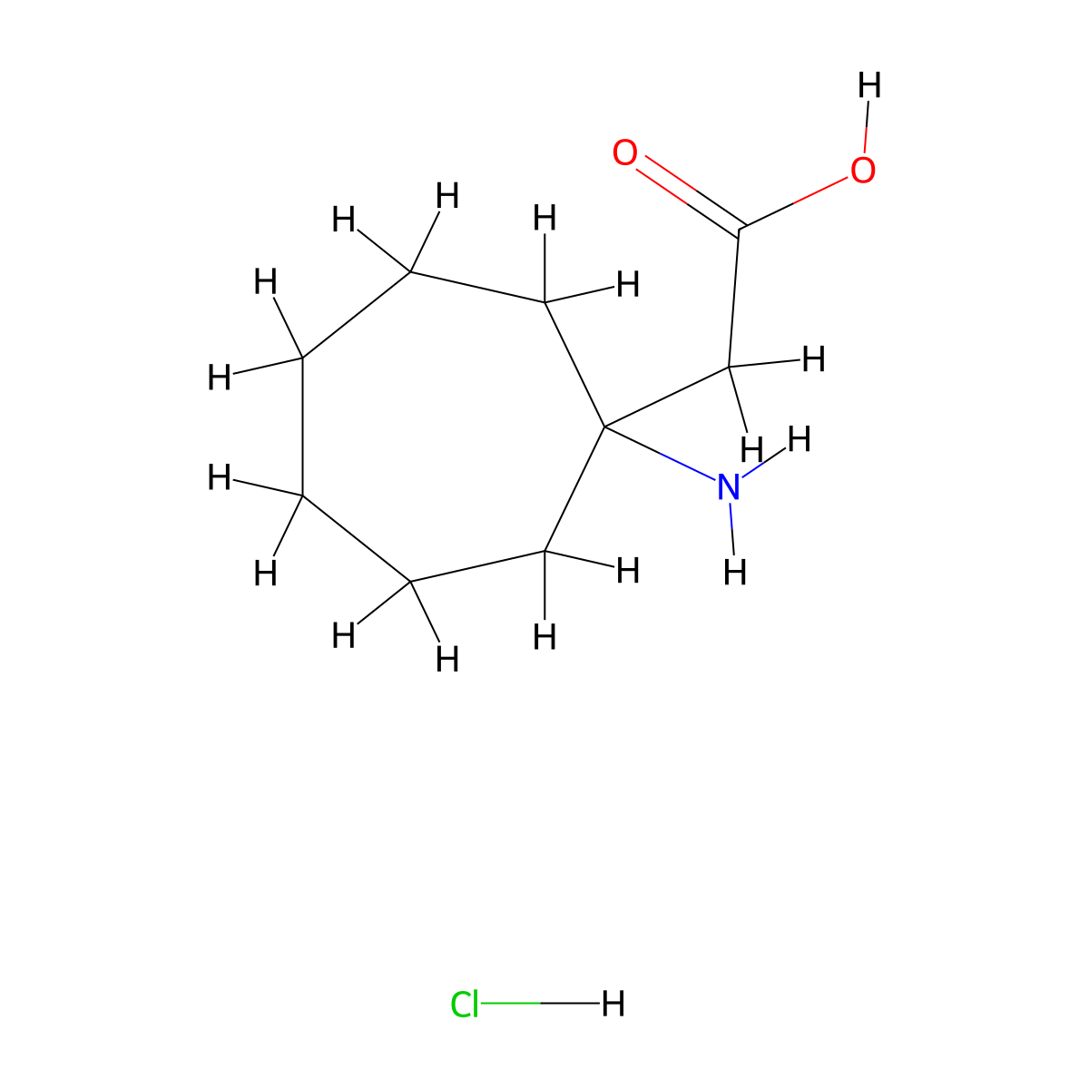(1-Aminocycloheptyl) acetic acid hydrochloride molecular structure, CAS 1335042-25-5