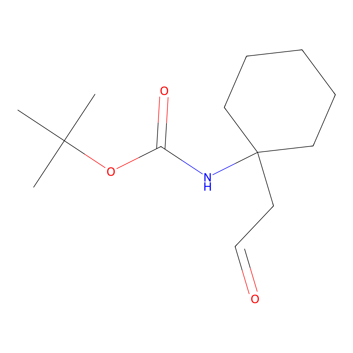 tert-butyl N-(1-(2-oxoethyl)cyclohexyl)carbamate molecular structure, CAS 1335042-28-8