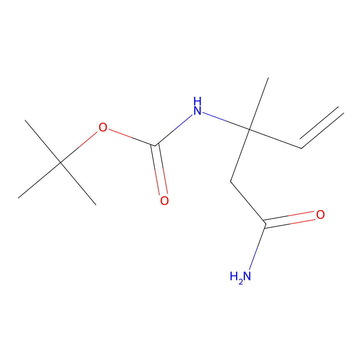 N-Boc-(+/-)-3-amino-3-methylpent-4-enamide molecular structure, CAS 1335042-35-7