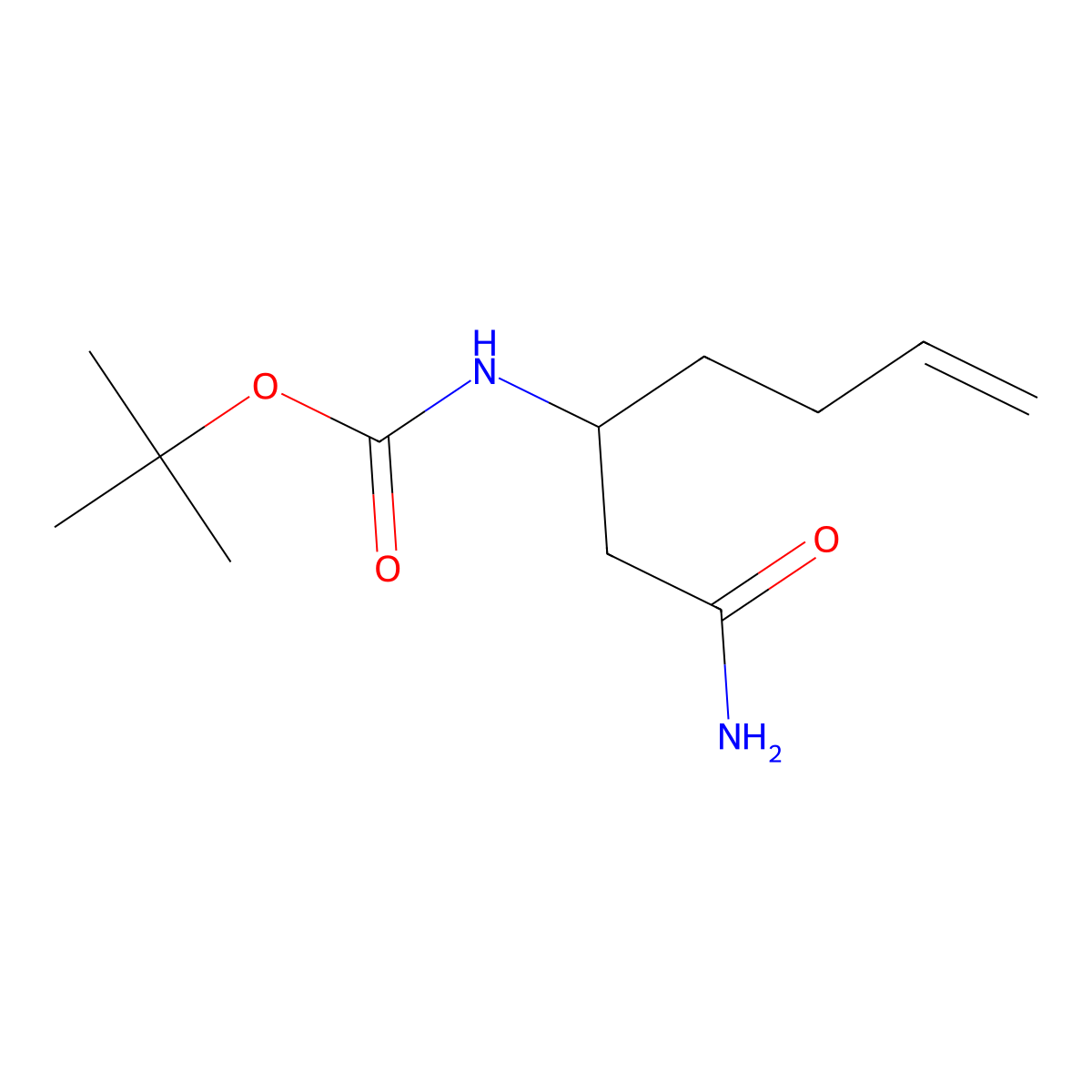Tert-butyl (1-amino-1-oxohept-6-en-3-yl)carbamate molecular structure, CAS 1335042-45-9