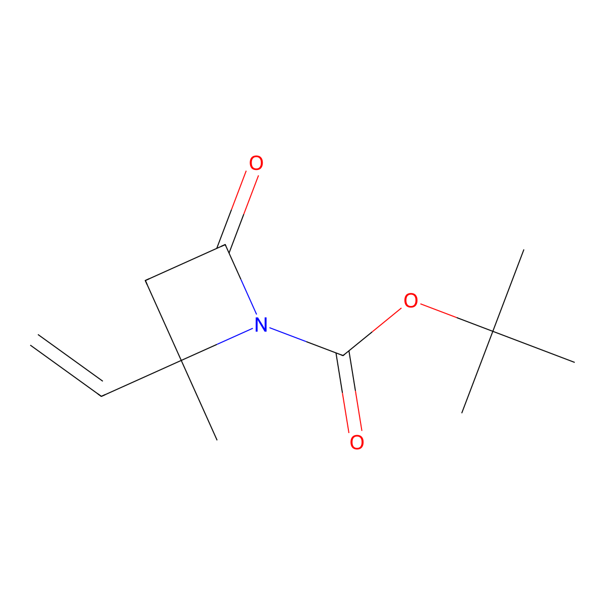 Tert-butyl 2-ethenyl-2-methyl-4-oxoazetidine-1-carboxylate molecular structure, CAS 1335042-72-2