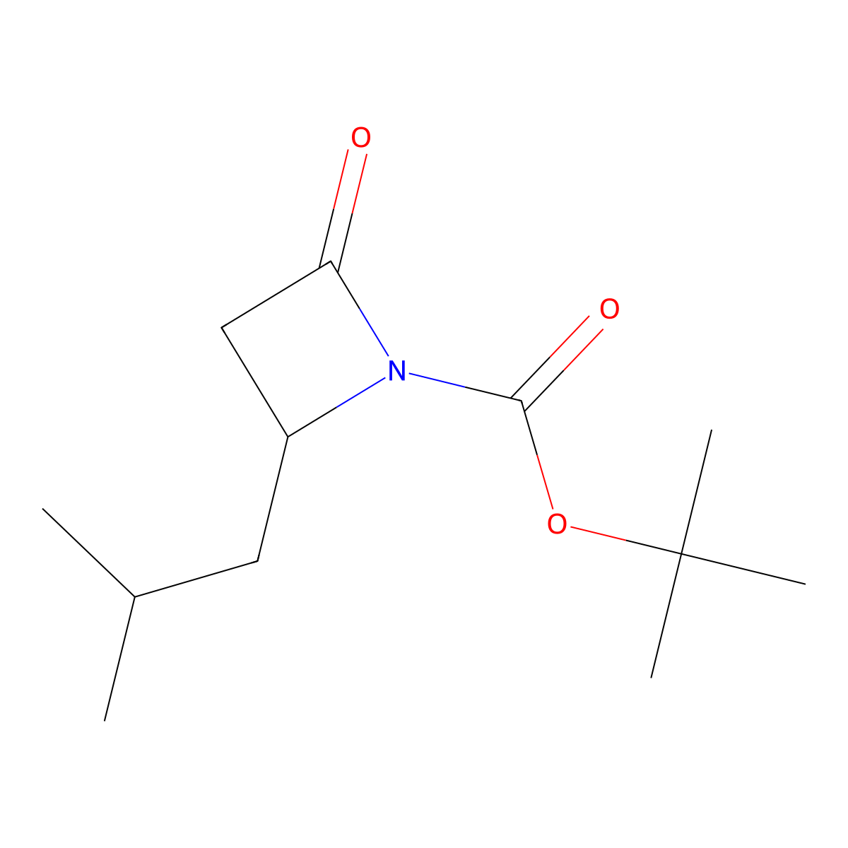 Tert-butyl 2-(2-methylpropyl)-4-oxoazetidine-1-carboxylate molecular structure, CAS 1335042-75-5