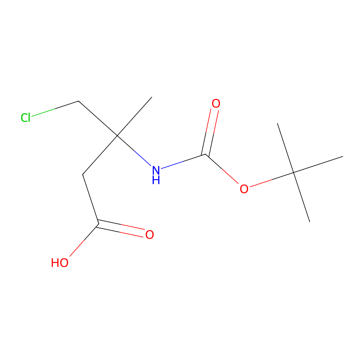N-Boc-(+/-)-3-amino-4-chloro-3-methylbutanoic acid molecular structure, CAS 1335042-83-5