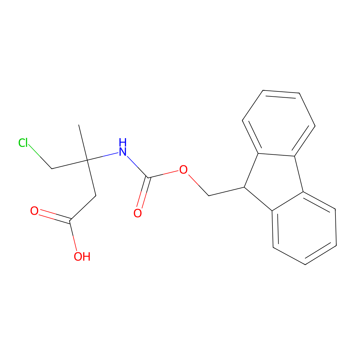 N-Fmoc-(+/-)-3-amino-4-chloro-3-methylbutanoic acid molecular structure, CAS 1335042-84-6