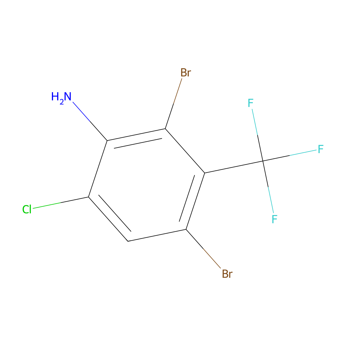 2,4-Dibromo-6-chloro-3-(trifluoromethyl)aniline molecular structure, CAS 1335044-01-3