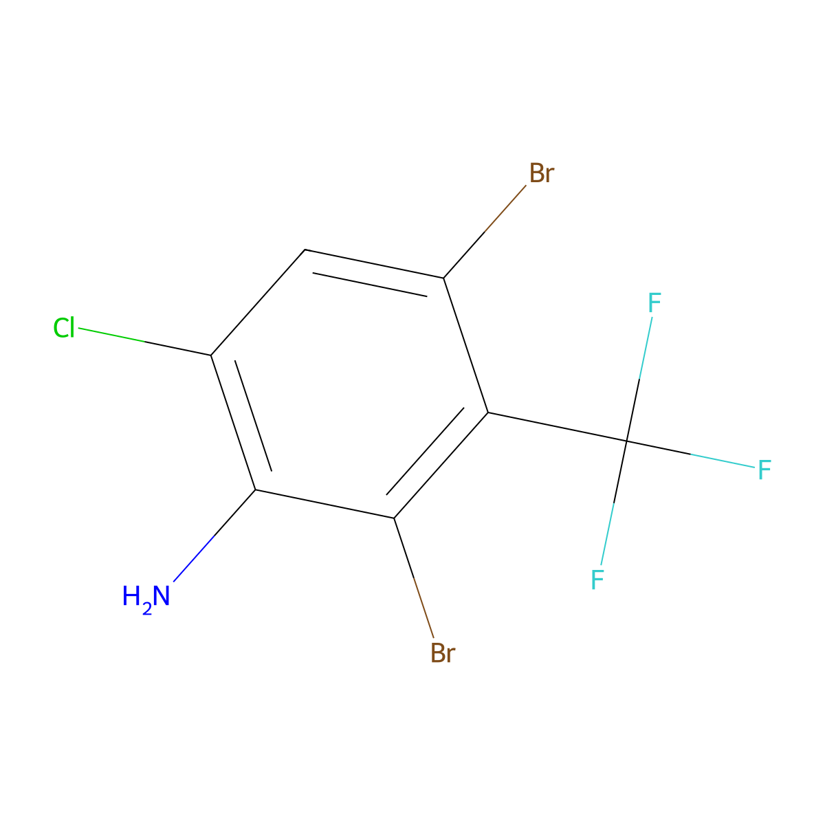 2,4-Dibromo-6-chloro-3-(trifluoromethyl)aniline molecular structure, CAS 1335044-01-3