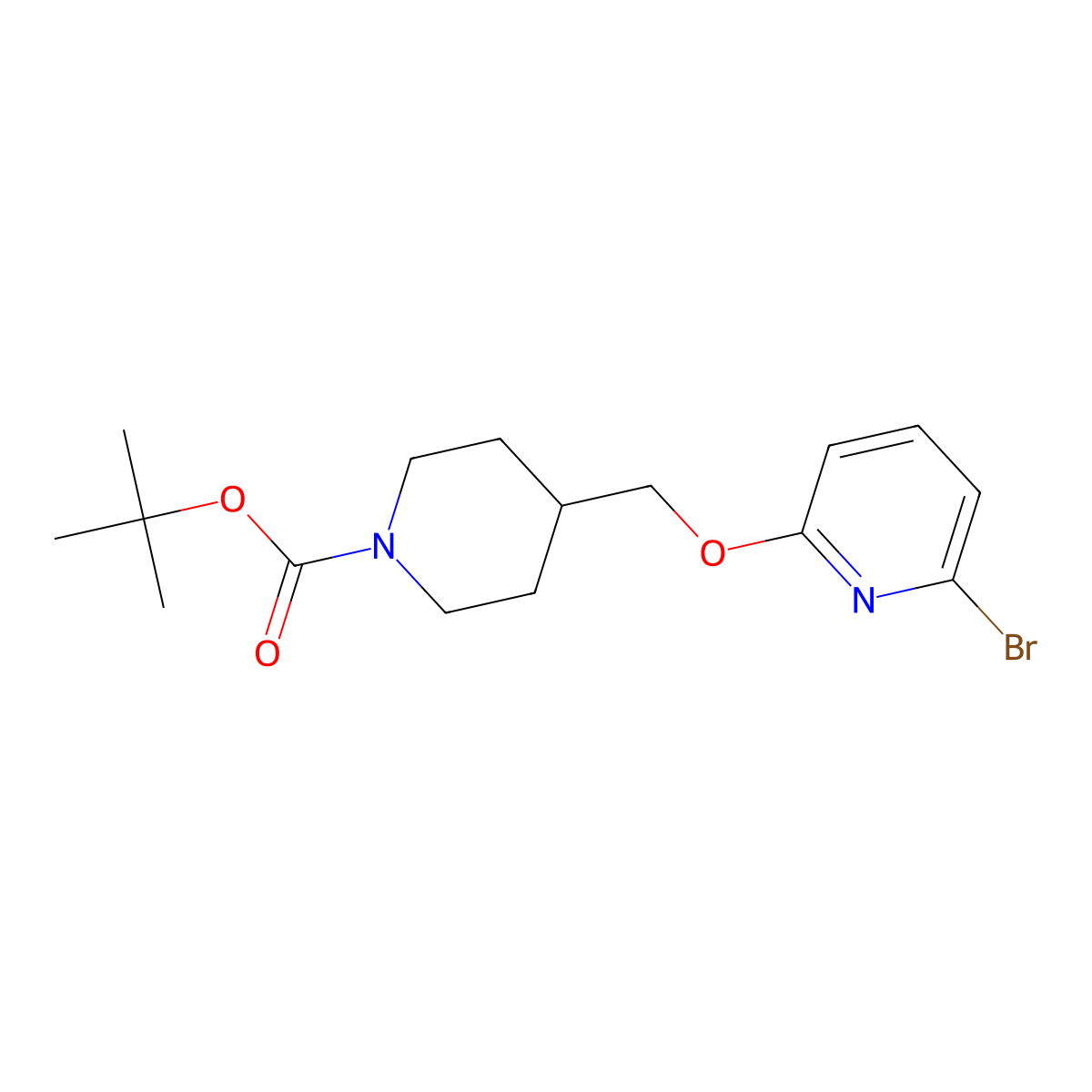 tert-Butyl 4-(((6-bromopyridin-2-yl)oxy)methyl)piperidine-1-carboxylate molecular structure, CAS 1335049-41-6