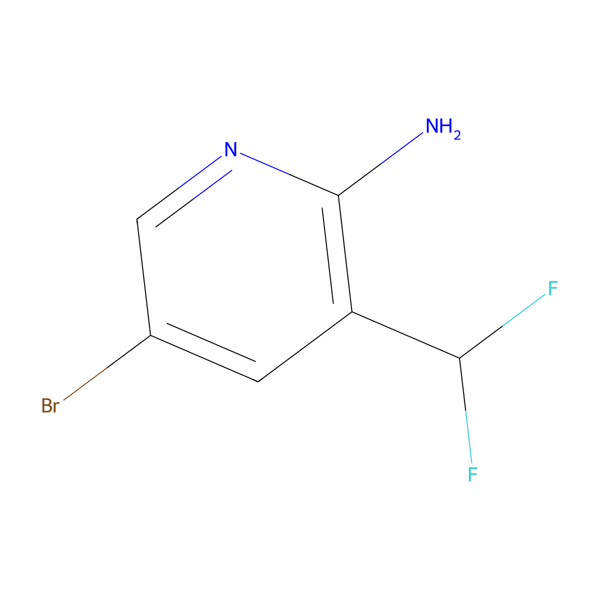 5-Bromo-3-(difluoromethyl)pyridin-2-amine molecular structure, CAS 1335050-39-9
