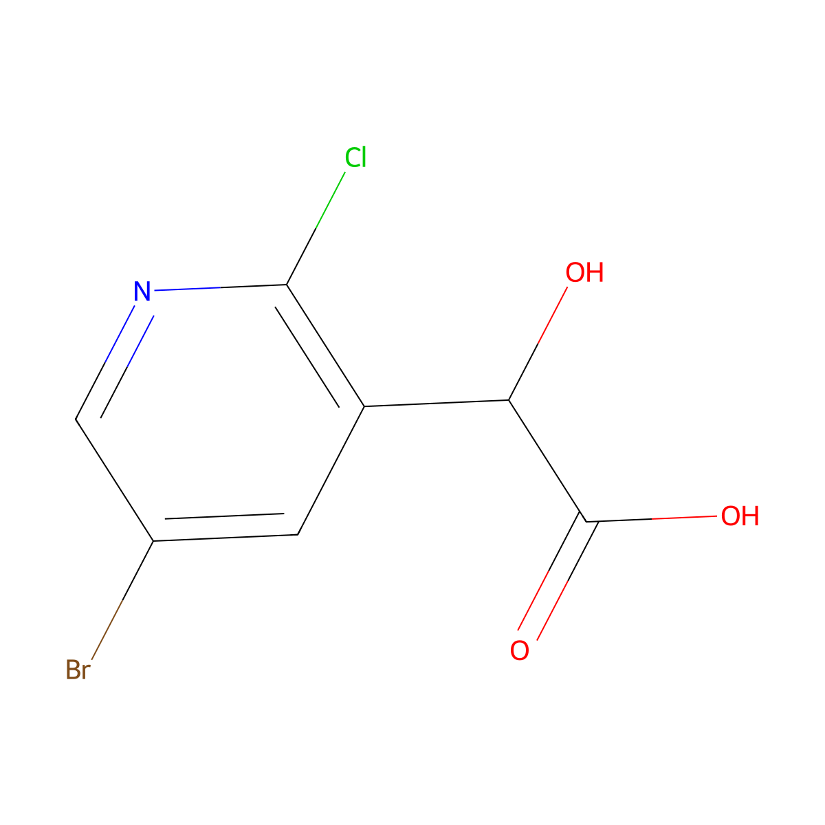 2-(5-Bromo-2-chloropyridin-3-yl)-2-hydroxyacetic acid molecular structure, CAS 1335050-47-9