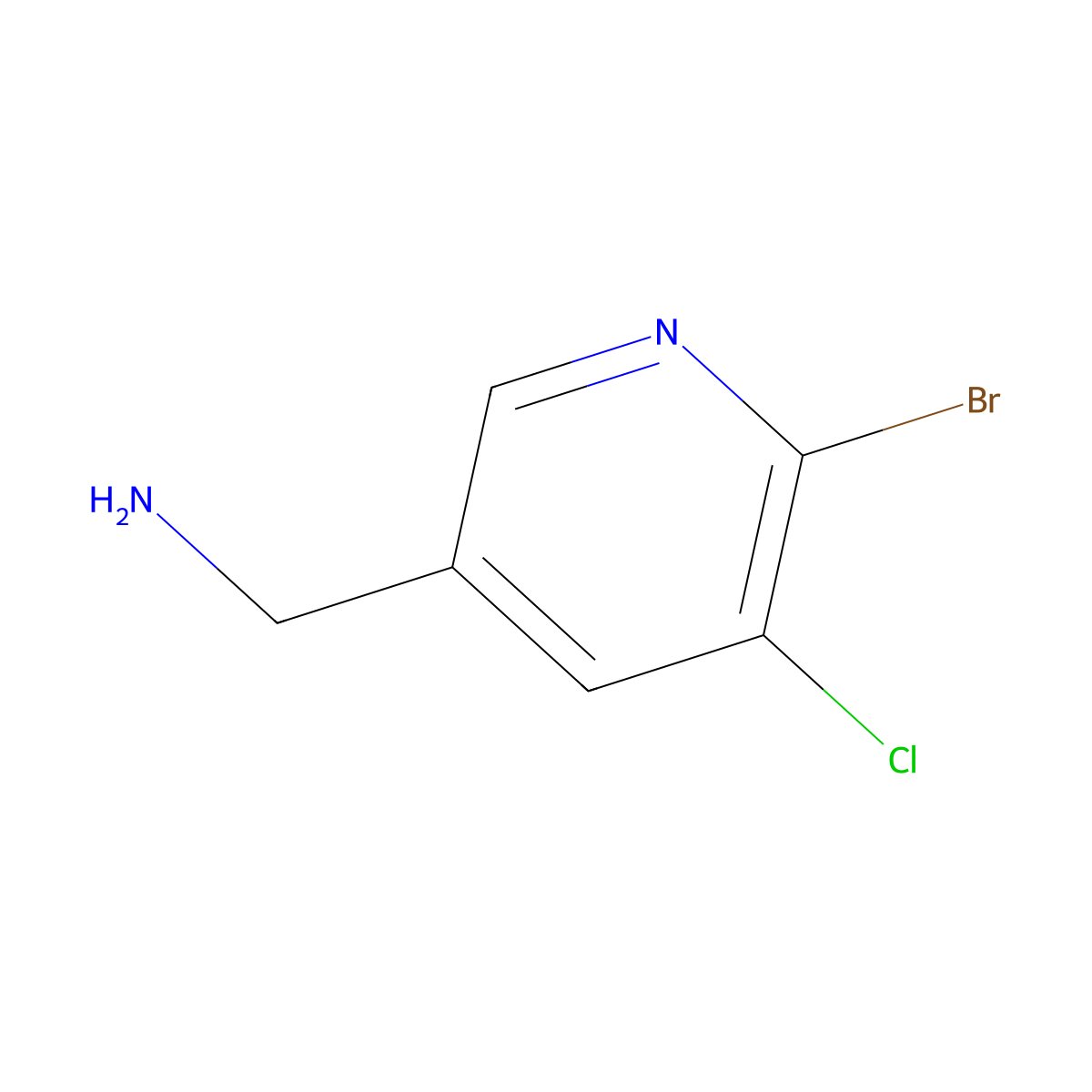 (6-Bromo-5-chloropyridin-3-yl)methanamine molecular structure, CAS 1335051-41-6