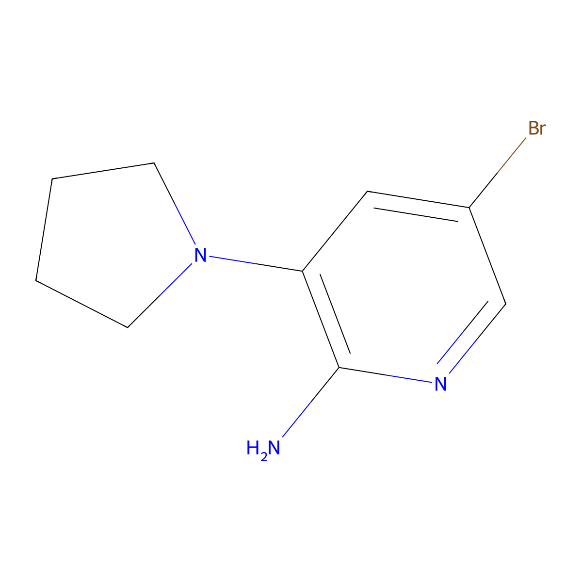 5-Bromo-3-(pyrrolidin-1-yl)pyridin-2-amine molecular structure, CAS 1335051-44-9