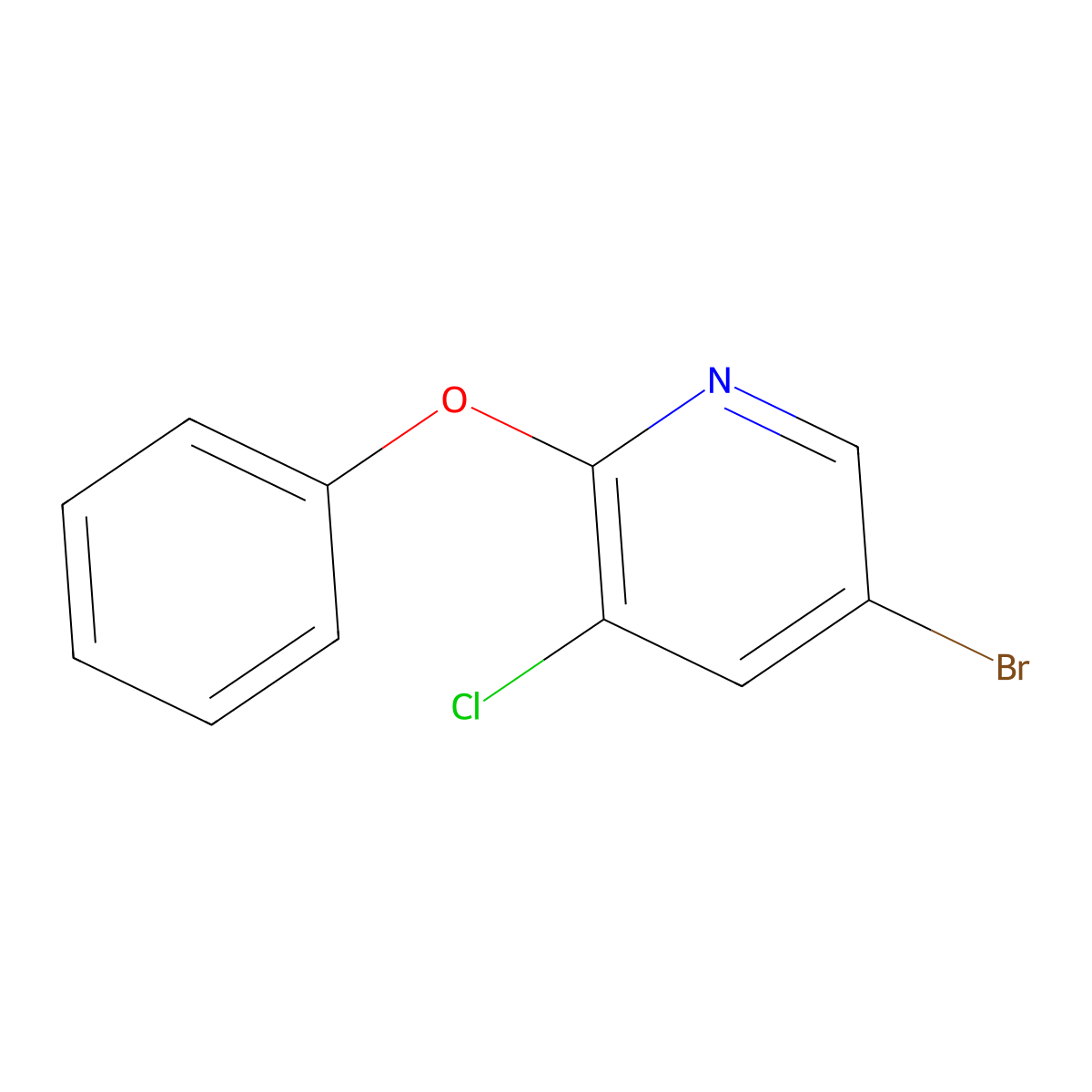 Pyridine, 5-bromo-3-chloro-2-phenoxy- molecular structure, CAS 1335051-45-0