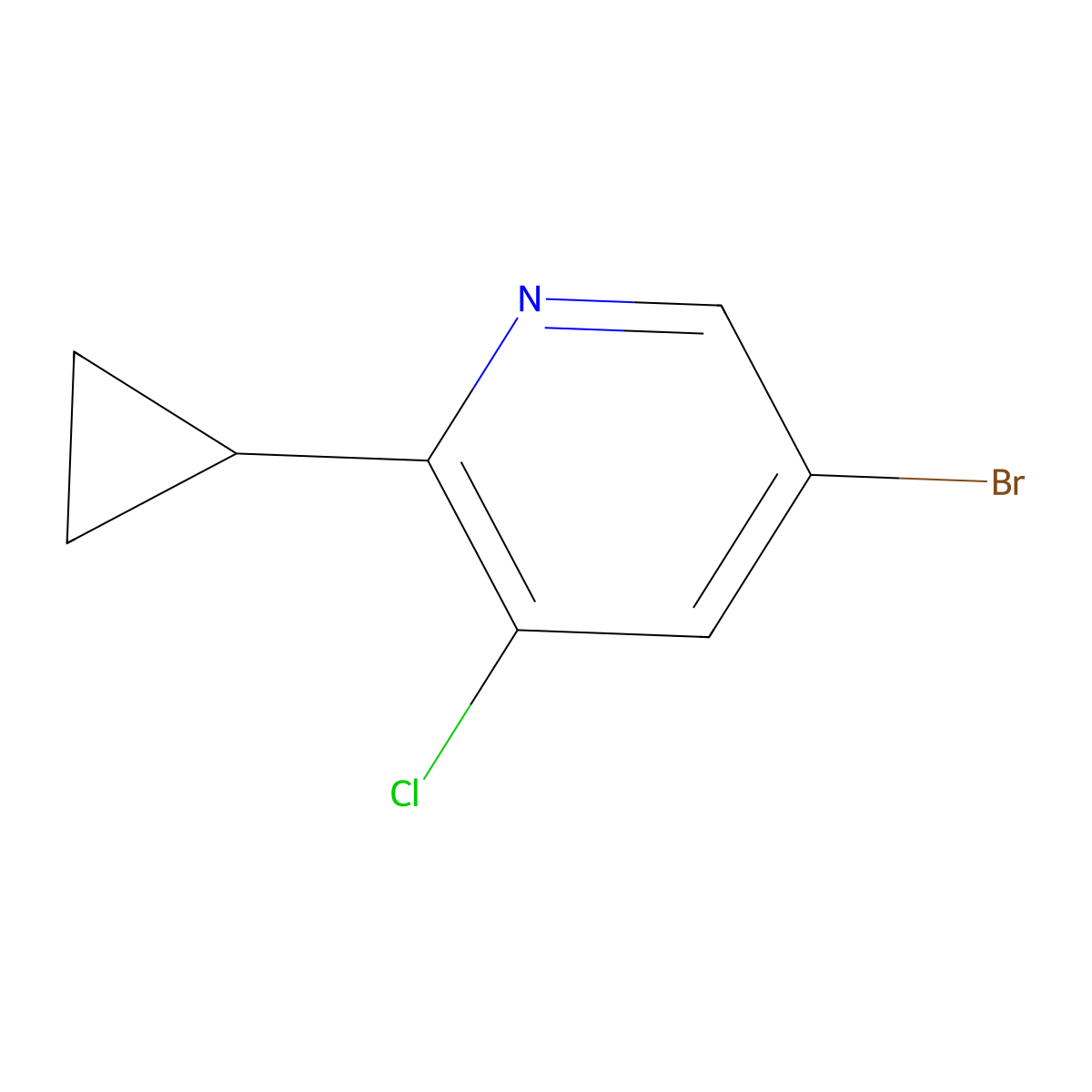5-Bromo-3-chloro-2-cyclopropylpyridine molecular structure, CAS 1335051-55-2