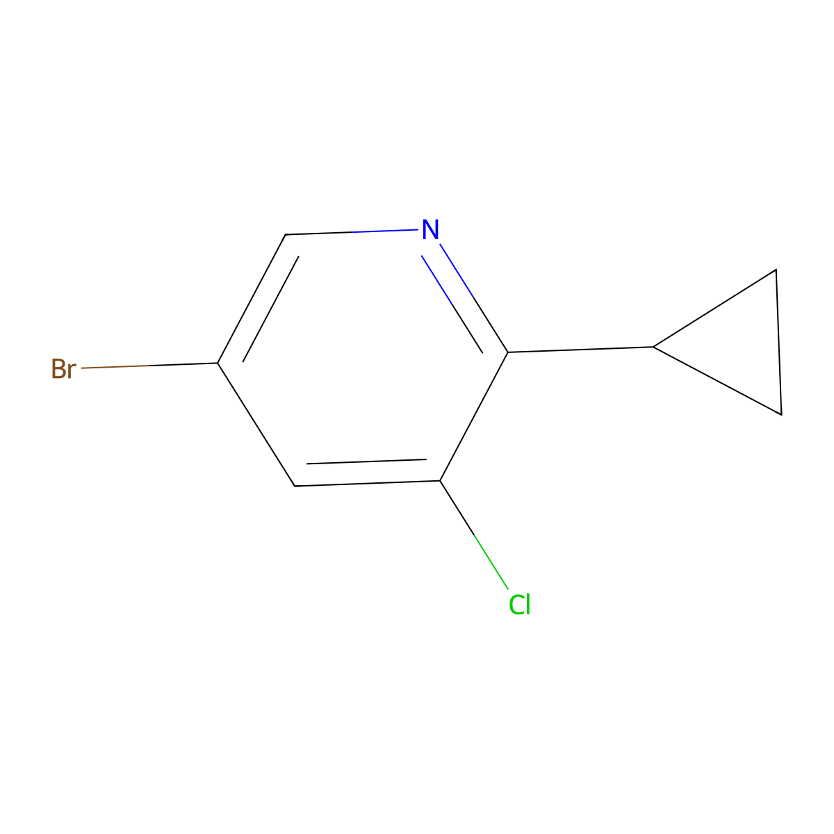 5-Bromo-3-chloro-2-cyclopropylpyridine molecular structure, CAS 1335051-55-2