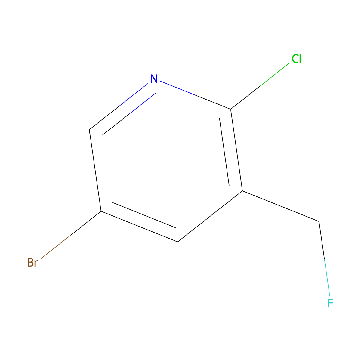 5-Bromo-2-chloro-3-(fluoromethyl)pyridine molecular structure, CAS 1335052-20-4