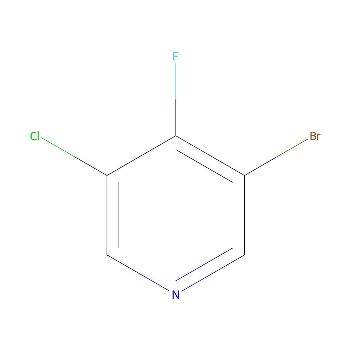 3-Bromo-5-chloro-4-fluoropyridine molecular structure, CAS 1335052-81-7