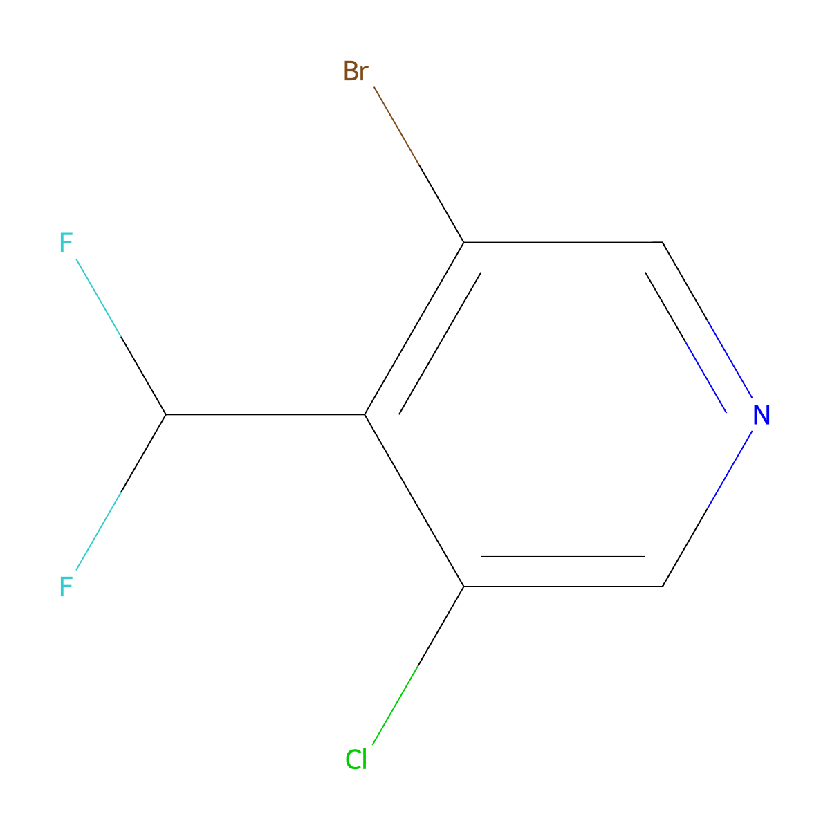 3-Bromo-5-chloro-4-(difluoromethyl)pyridine molecular structure, CAS 1335053-06-9