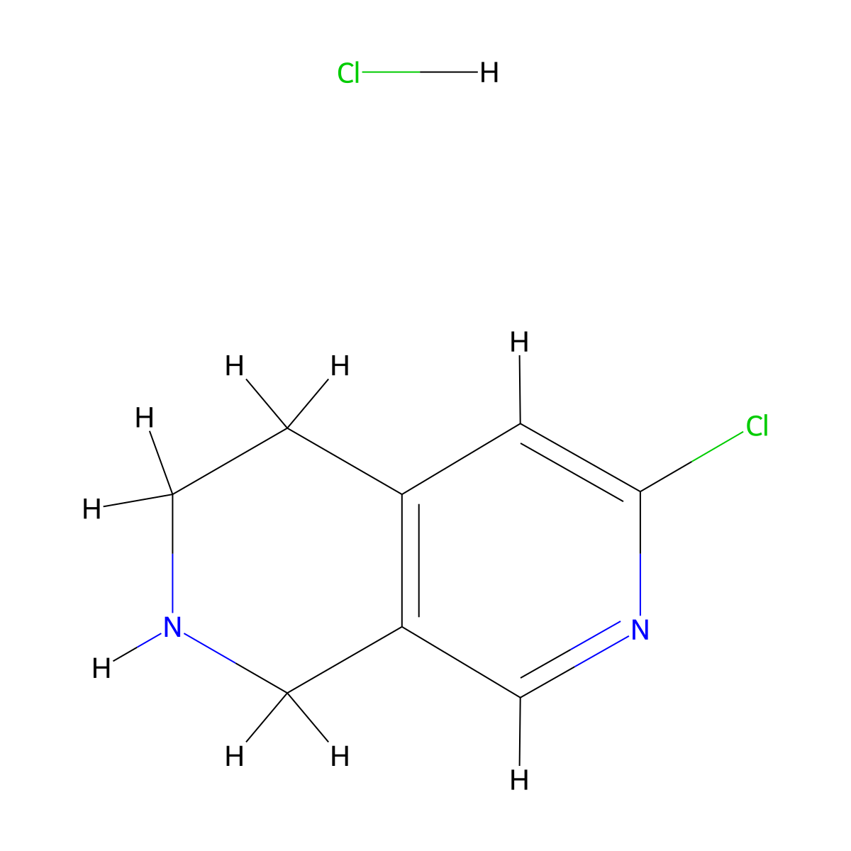 6-Chloro-1,2,3,4-tetrahydro-2,7-naphthyridine, hydrochloride molecular structure, CAS 1335053-26-3