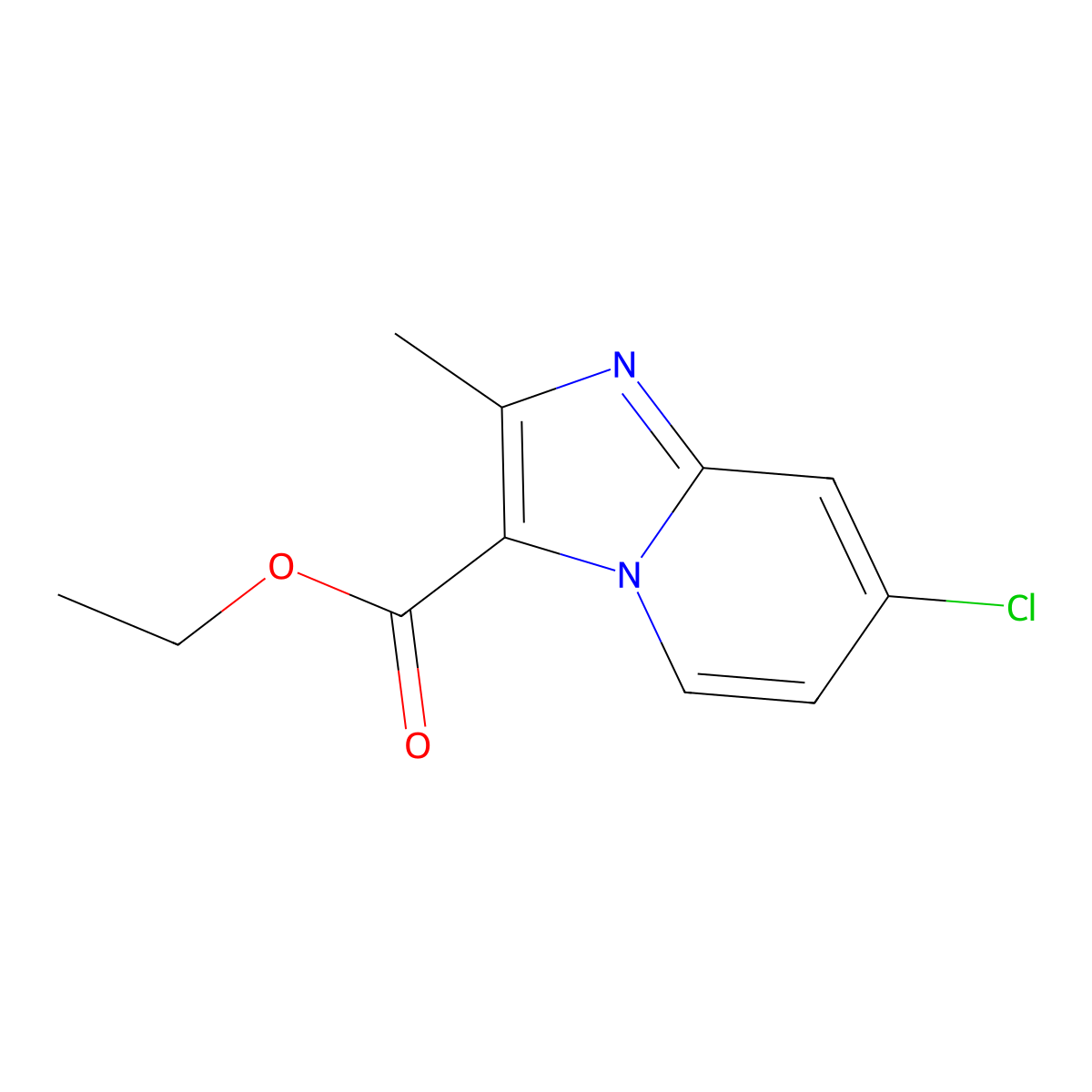 Ethyl 7-chloro-2-methylimidazo[1,2-A]pyridine-3-carboxylate molecular structure, CAS 1335053-81-0