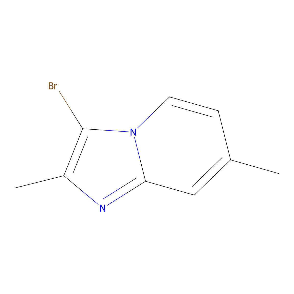 3-Bromo-2,7-dimethylimidazo[1,2-a]pyridine molecular structure, CAS 1335054-56-2