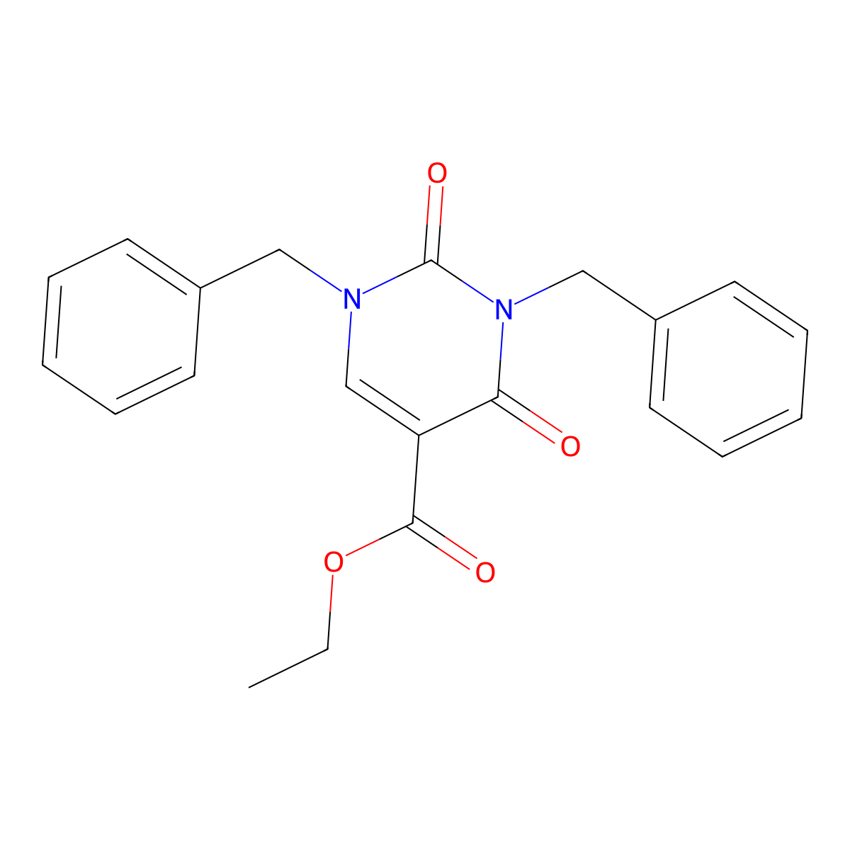Ethyl 1,3-dibenzyl-2,4-dioxo-1,2,3,4-tetrahydropyrimidine-5-carboxylate molecular structure, CAS 1335054-67-5
