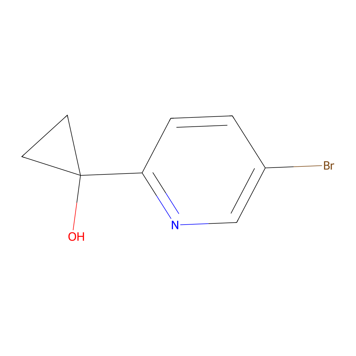 1-(5-Bromopyridin-2-yl)cyclopropan-1-ol molecular structure, CAS 1335054-90-4