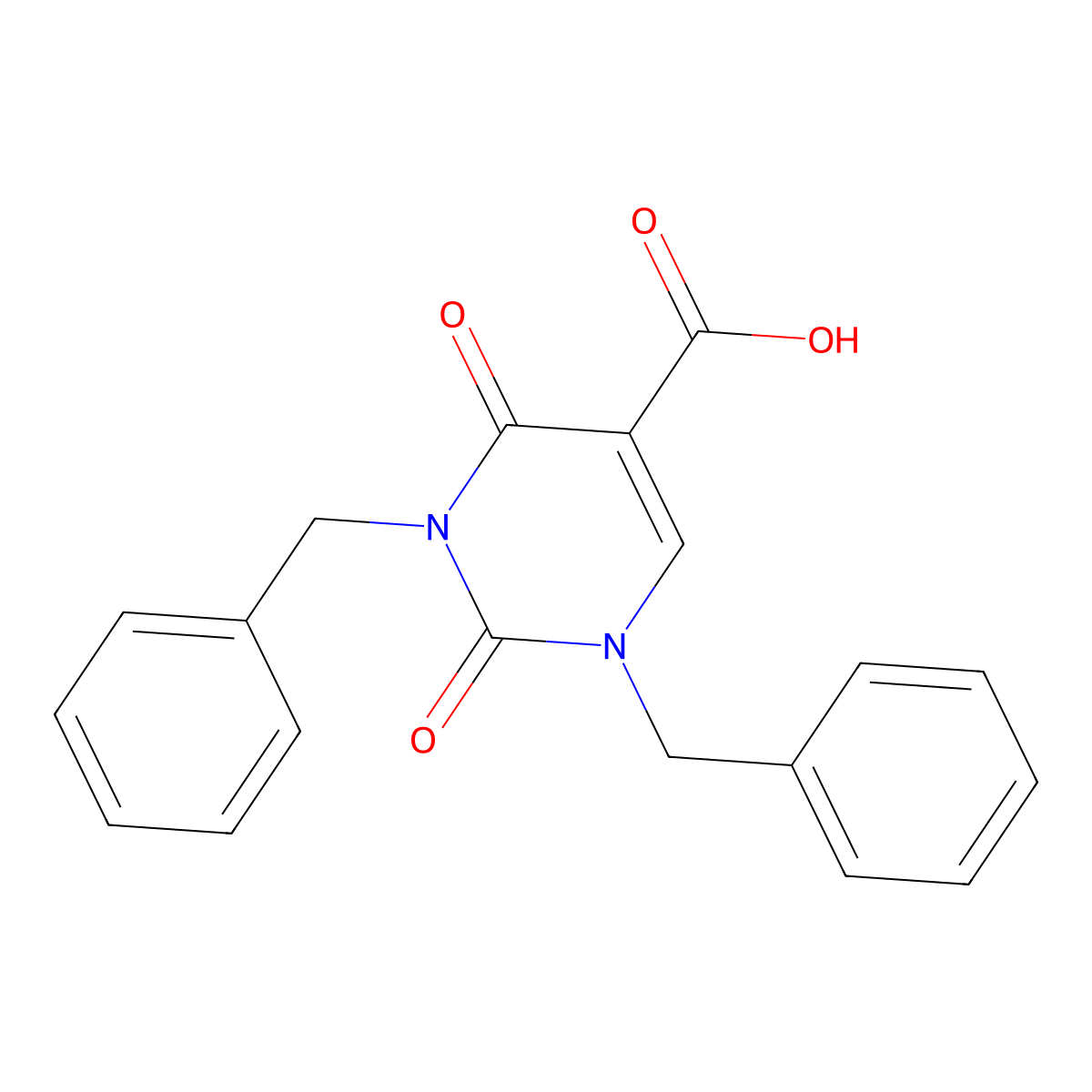 1,3-Dibenzyl-2,4-dioxo-1,2,3,4-tetrahydropyrimidine-5-carboxylic acid molecular structure, CAS 1335056-02-4