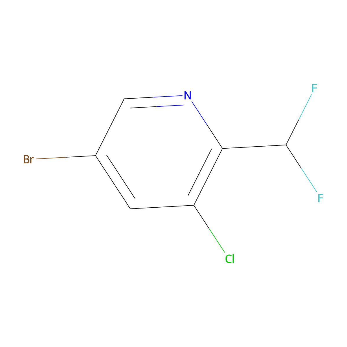 5-Bromo-3-chloro-2-(difluoromethyl)pyridine molecular structure, CAS 1335056-26-2