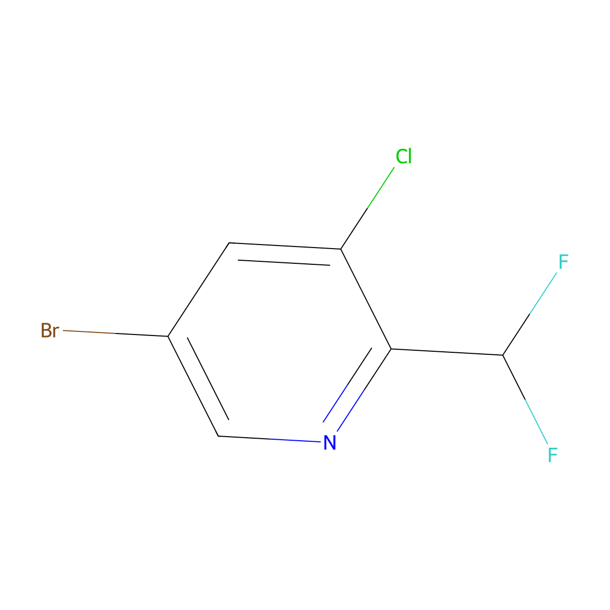 5-Bromo-3-chloro-2-(difluoromethyl)pyridine molecular structure, CAS 1335056-26-2