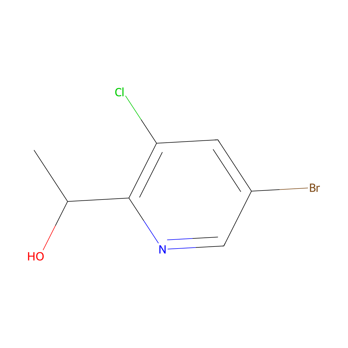 1-(5-Bromo-3-chloropyridin-2-yl)ethanol molecular structure, CAS 1335056-43-3