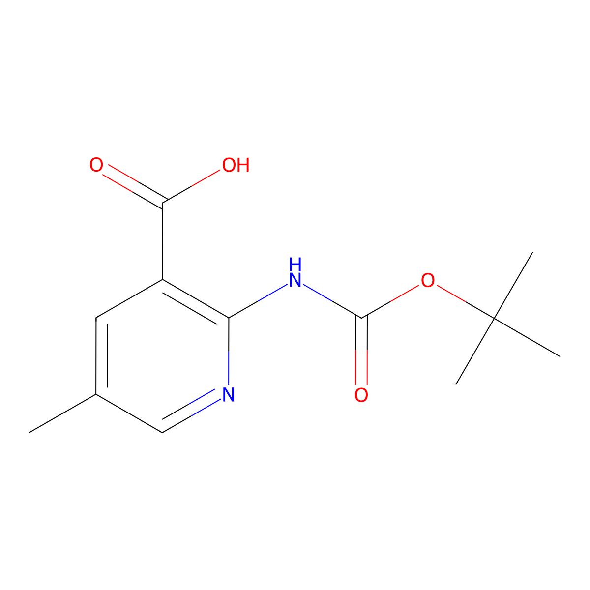2-{[(Tert-butoxy)carbonyl]amino}-5-methylpyridine-3-carboxylic acid molecular structure, CAS 1335056-85-3