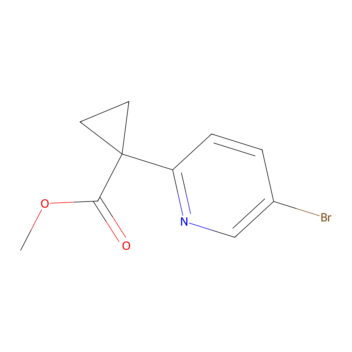 Methyl 1-(5-bromopyridin-2-YL)cyclopropanecarboxylate molecular structure, CAS 1335057-99-2
