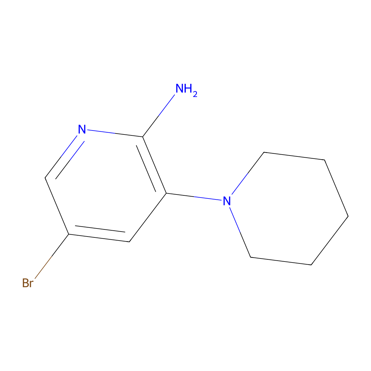 5-Bromo-3-(piperidin-1-yl)pyridin-2-amine molecular structure, CAS 1335058-51-9