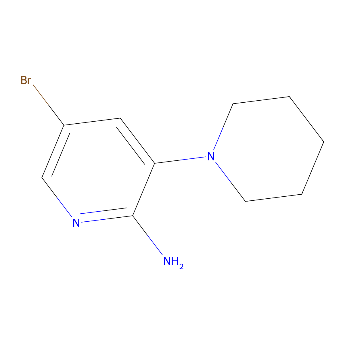 5-Bromo-3-(piperidin-1-yl)pyridin-2-amine molecular structure, CAS 1335058-51-9