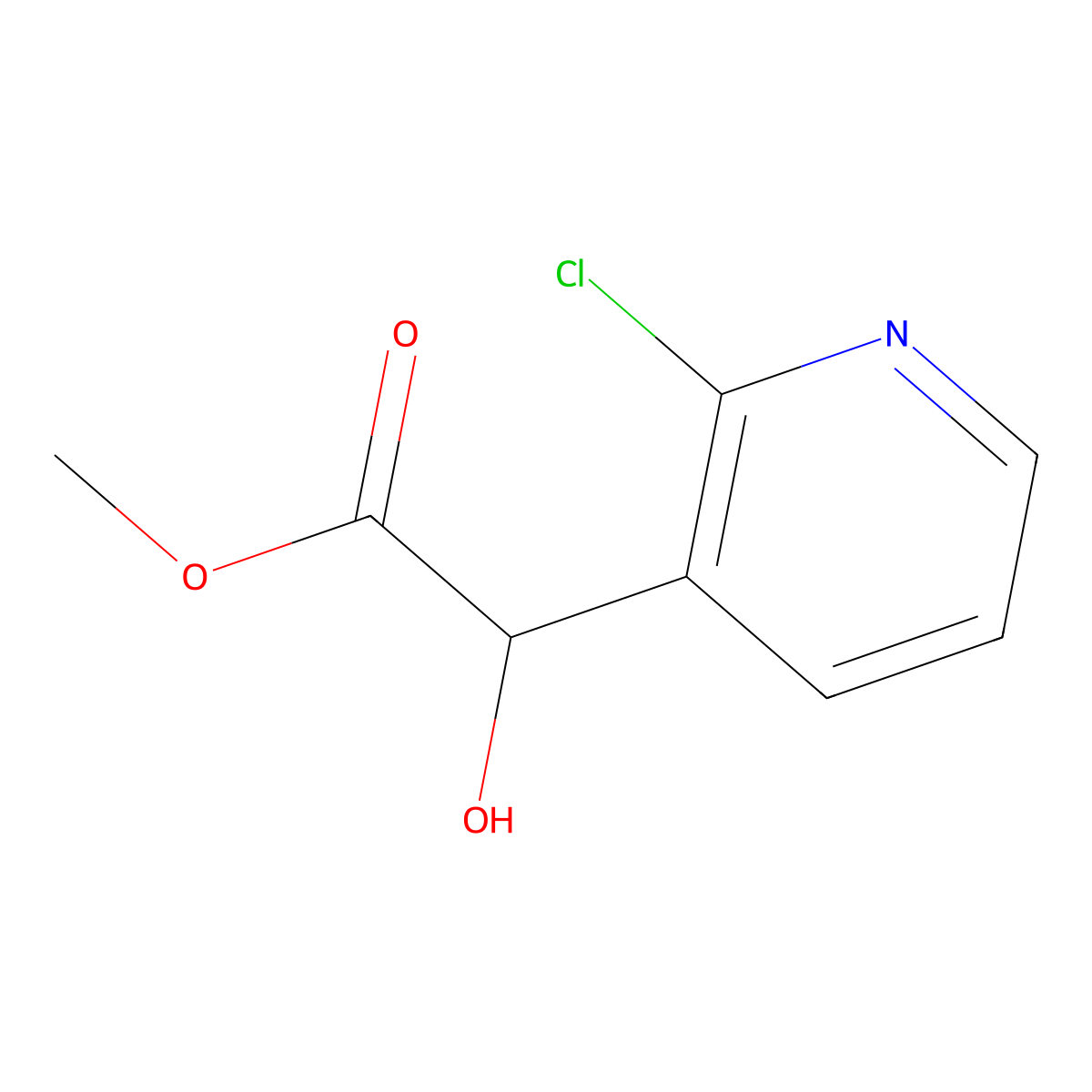 Methyl 2-(2-chloropyridin-3-yl)-2-hydroxyacetate molecular structure, CAS 1335058-95-1