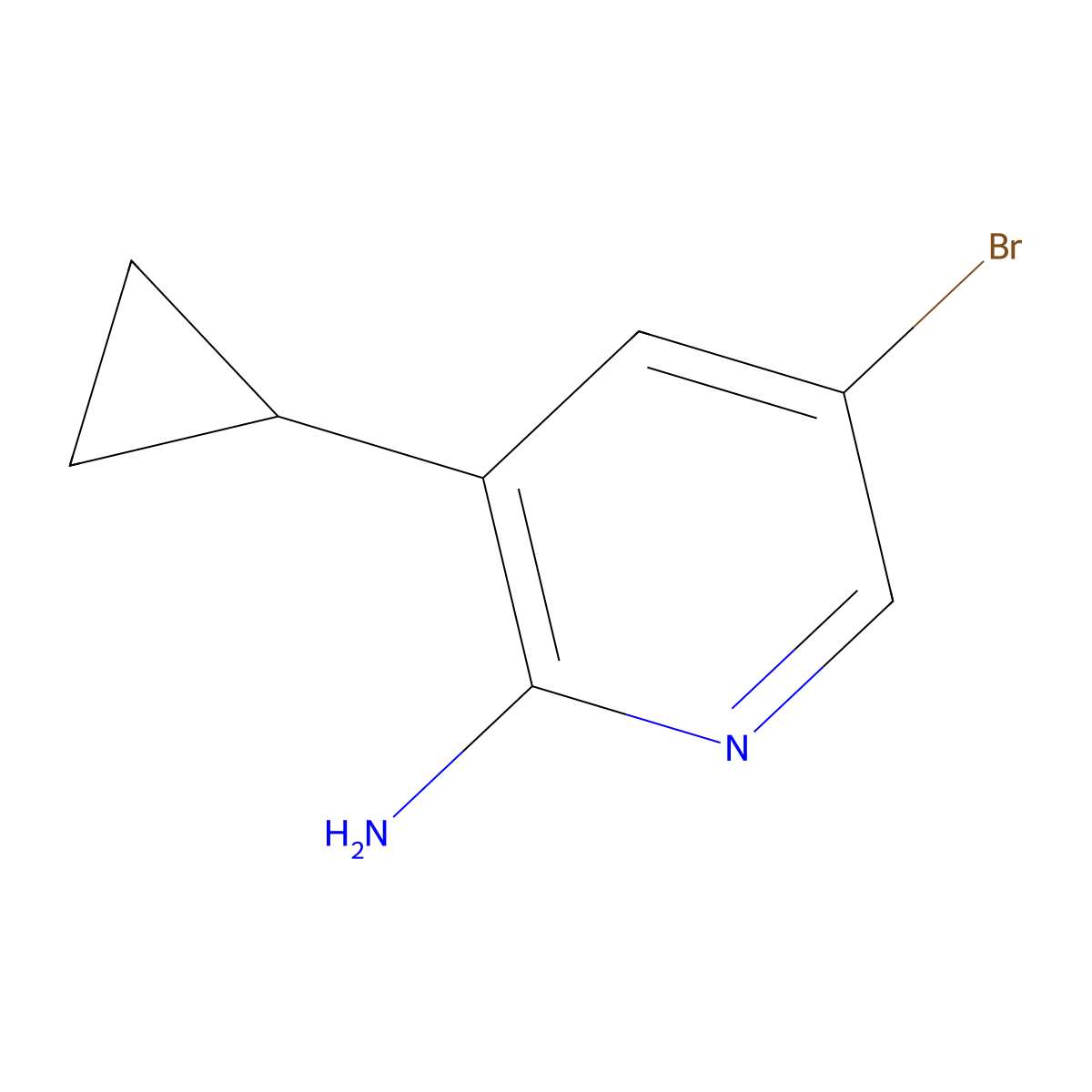 5-Bromo-3-cyclopropylpyridin-2-amine molecular structure, CAS 1335059-09-0