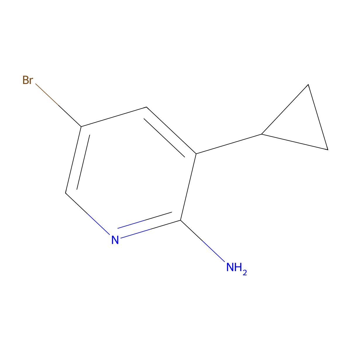 5-Bromo-3-cyclopropylpyridin-2-amine molecular structure, CAS 1335059-09-0