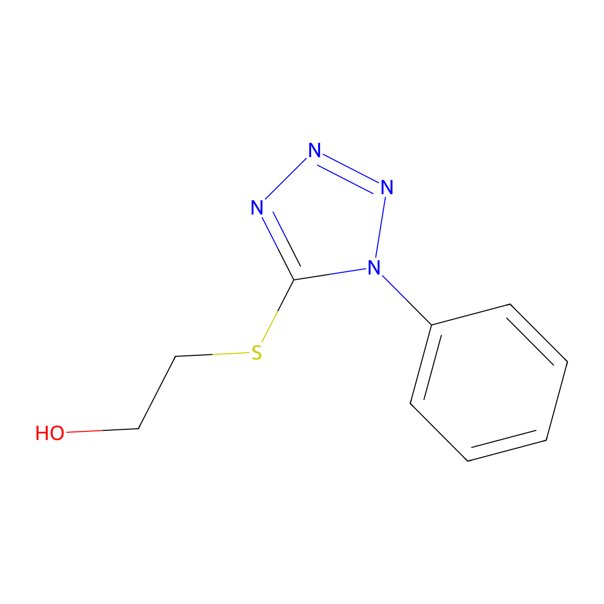 2-(1-Phenyltetrazol-5-yl)sulfanylethanol molecular structure, CAS 133506-41-9