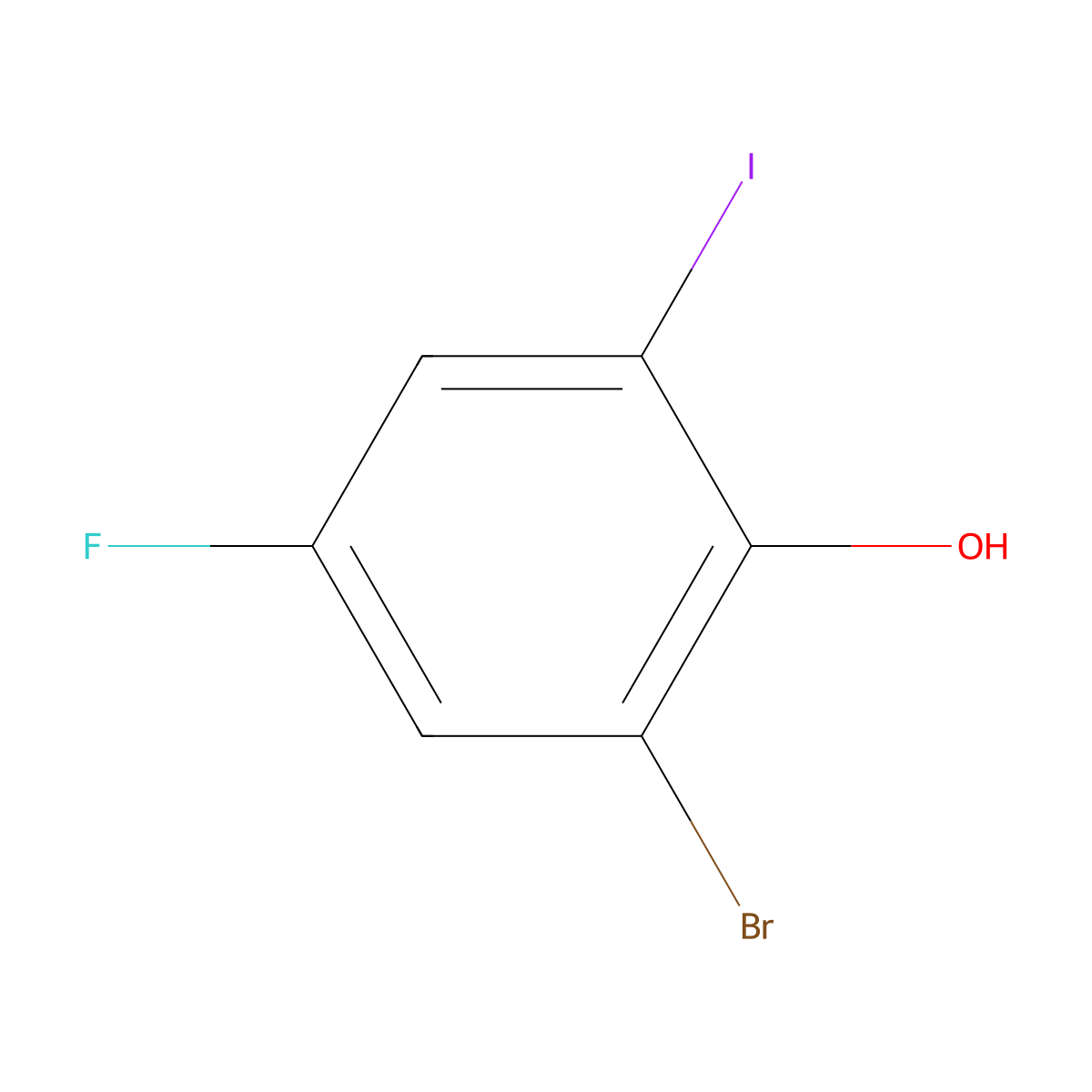 2-Bromo-4-fluoro-6-iodophenol molecular structure, CAS 1335094-10-4