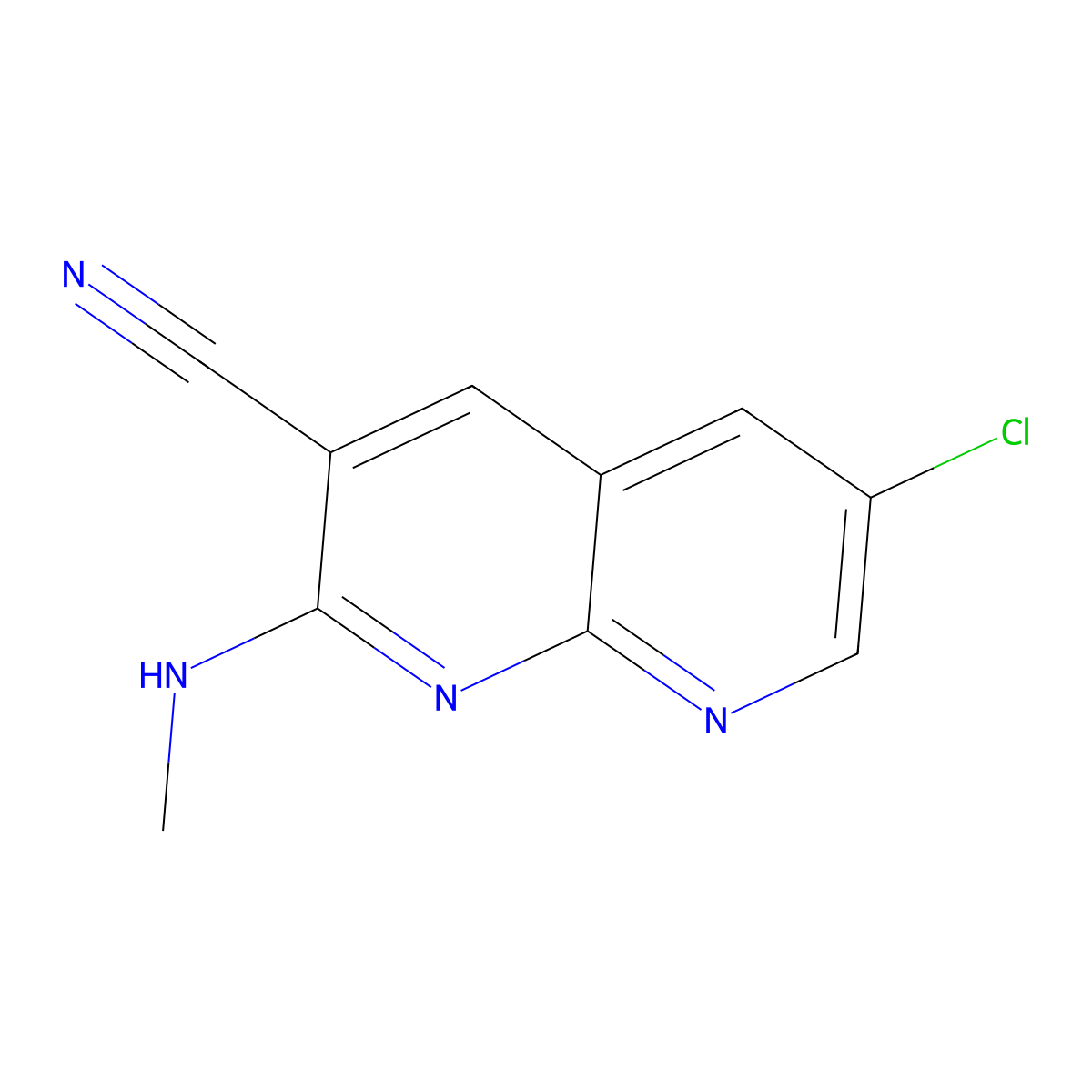 6-Chloro-2-(methylamino)-1,8-naphthyridine-3-carbonitrile molecular structure, CAS 1335112-96-3