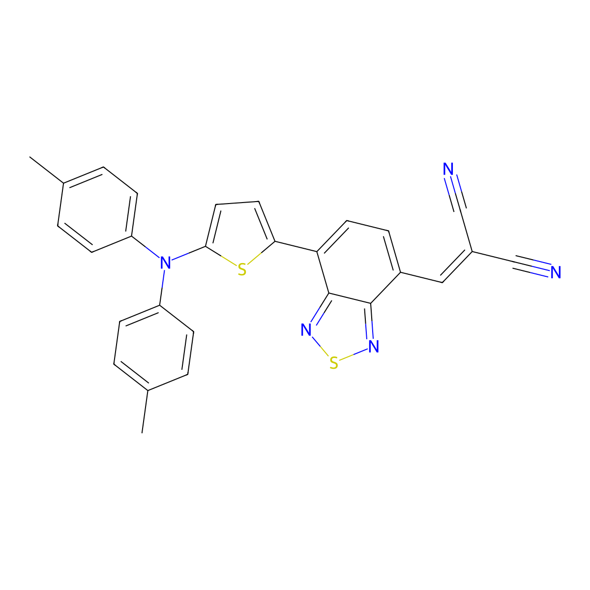 2-((7-(5-(Dip-tolylamino)thiophen-2-yl)benzo[c][1,2,5]thiadiazol-4-yl)methylene)malononitrile molecular structure, CAS 1335150-09-8