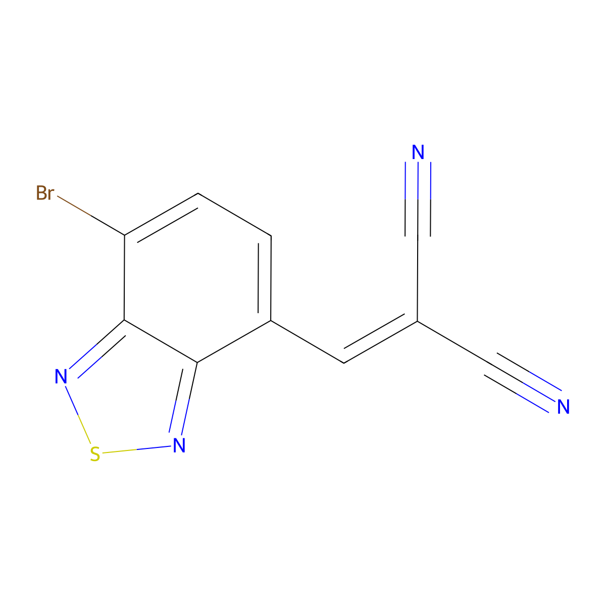 2-[(7-Bromo-2,1,3-benzothiadiazol-4-yl)methylene]malononitrile molecular structure, CAS 1335150-10-1