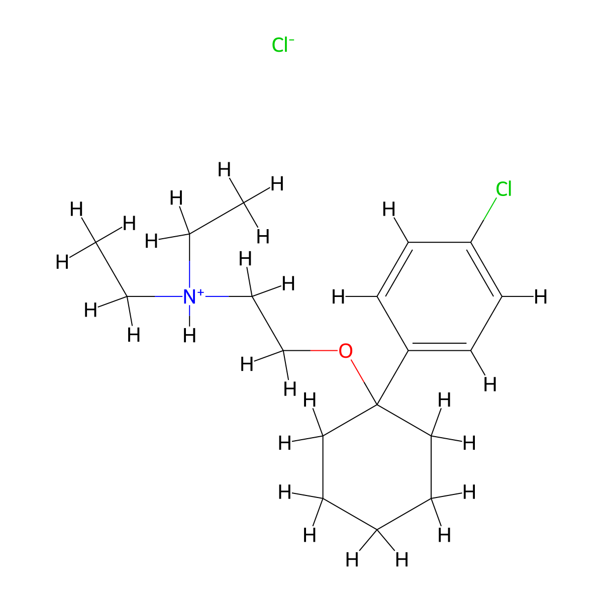 Ethanamine, 2-((1-(4-chlorophenyl)cyclohexyl)oxy)-N,N-diethyl-, hydrochloride (1:1) molecular structure, CAS 13352-70-0