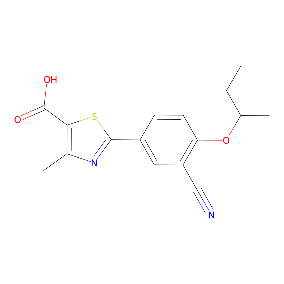 2-(4-(Sec-butoxy)-3-cyanophenyl)-4-methylthiazole-5-carboxylic acid molecular structure, CAS 1335202-59-9