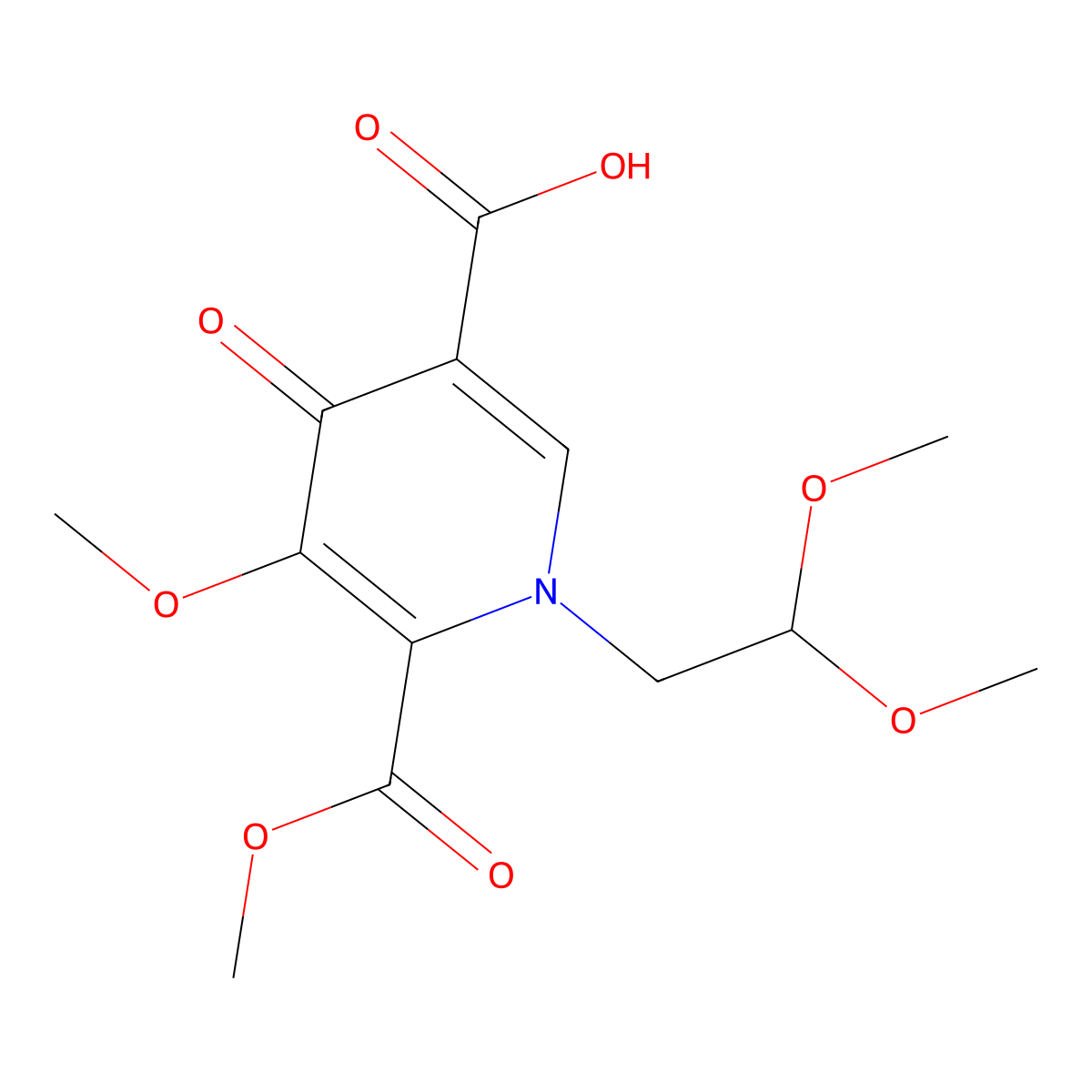 1-(2,2-Dimethoxyethyl)-5-methoxy-6-(methoxycarbonyl)-4-oxo-1,4-dihydropyridine-3-carboxylic acid molecular structure, CAS 1335210-23-5