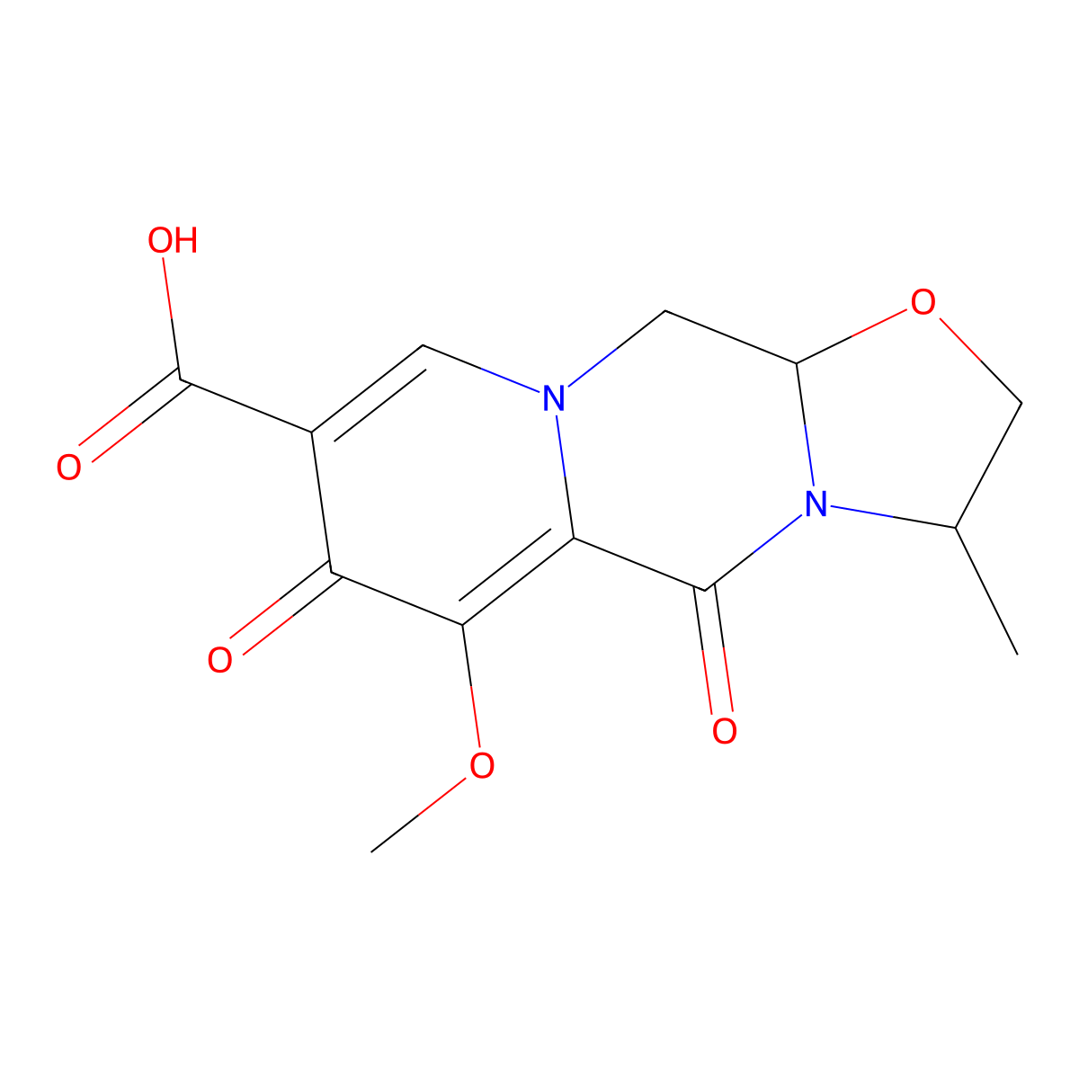 (3S,11AR)-6-methoxy-3-methyl-5,7-dioxo-2,3,5,7,11,11a-hexahydrooxazolo[3,2-a]pyrido[1,2-d]pyrazine-8-carboxylic acid molecular structure, CAS 1335210-24-6